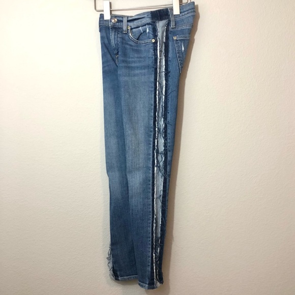 \7 FAM\• Distressed Side Stripe Jeans - Picture 12 of 16